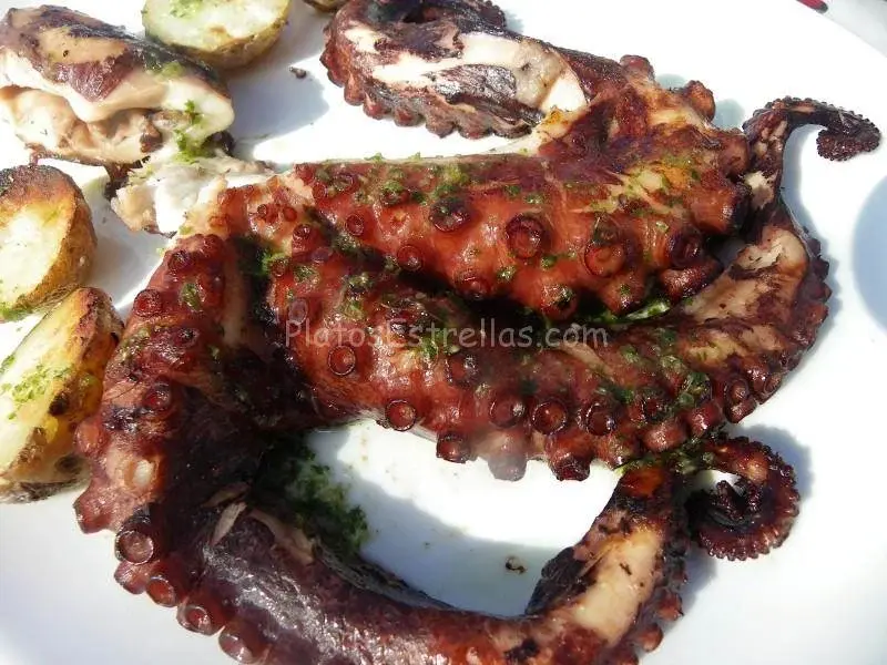 Pulpo asado con mojo verde-Los Tarajales