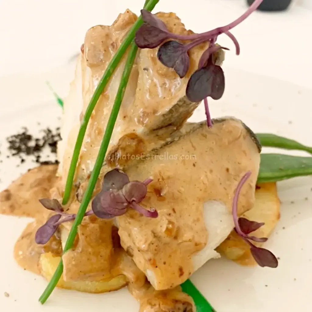 Bacalao a la Brasa con Boletus Restaurante Madruelos Cáceres