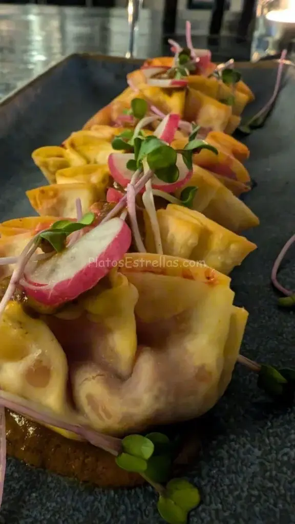 Restaurante La Jaira De Demian. Gyoza de Remolacha y queso majorero. Puerto del Rosario , Fuerteventura